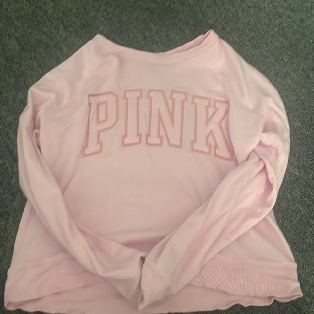 PINK Cropped crewneck embroidery